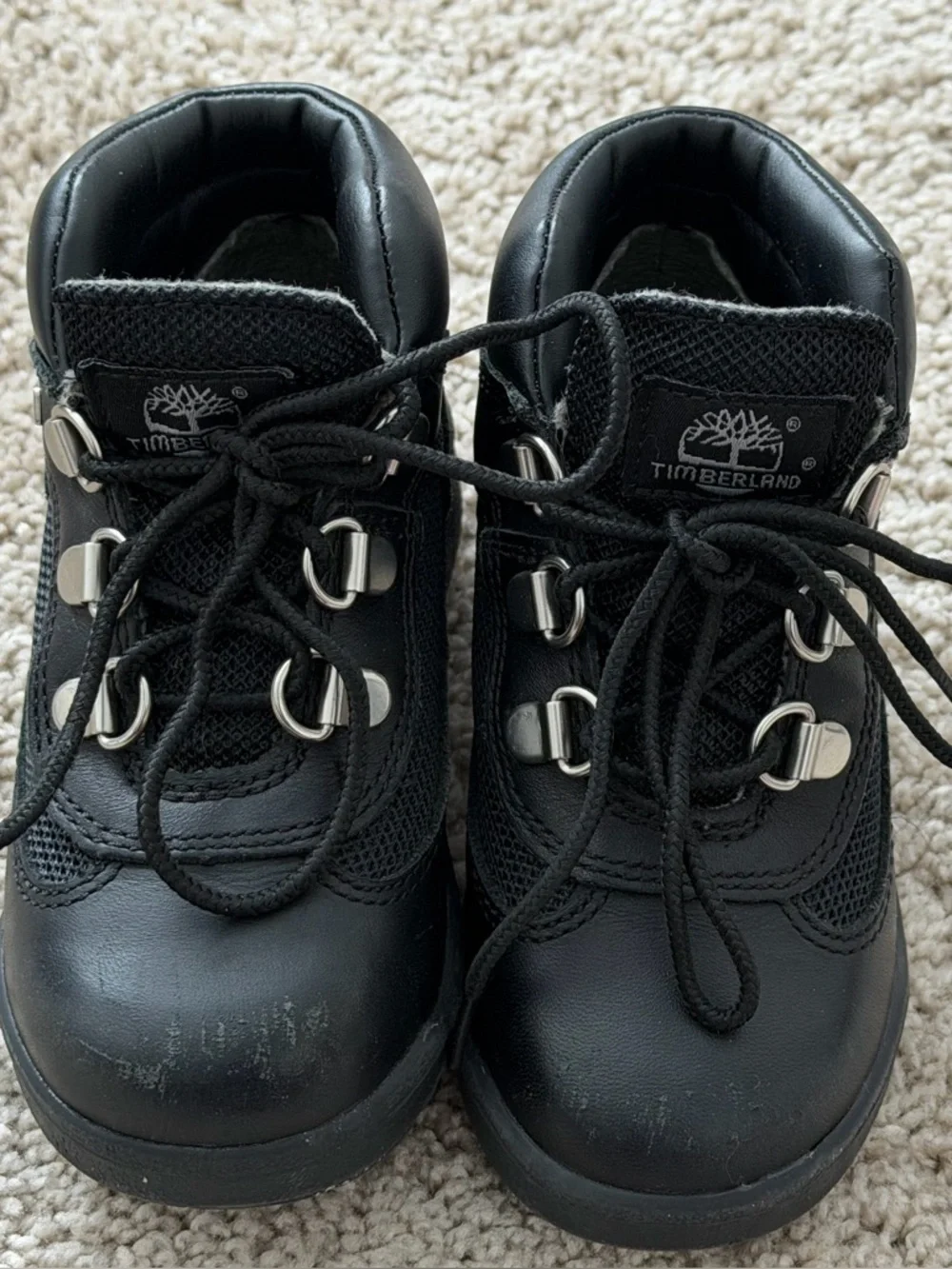 Timberland Field Boots Toddler Size 9 Black Leather Lace Up Style 15806